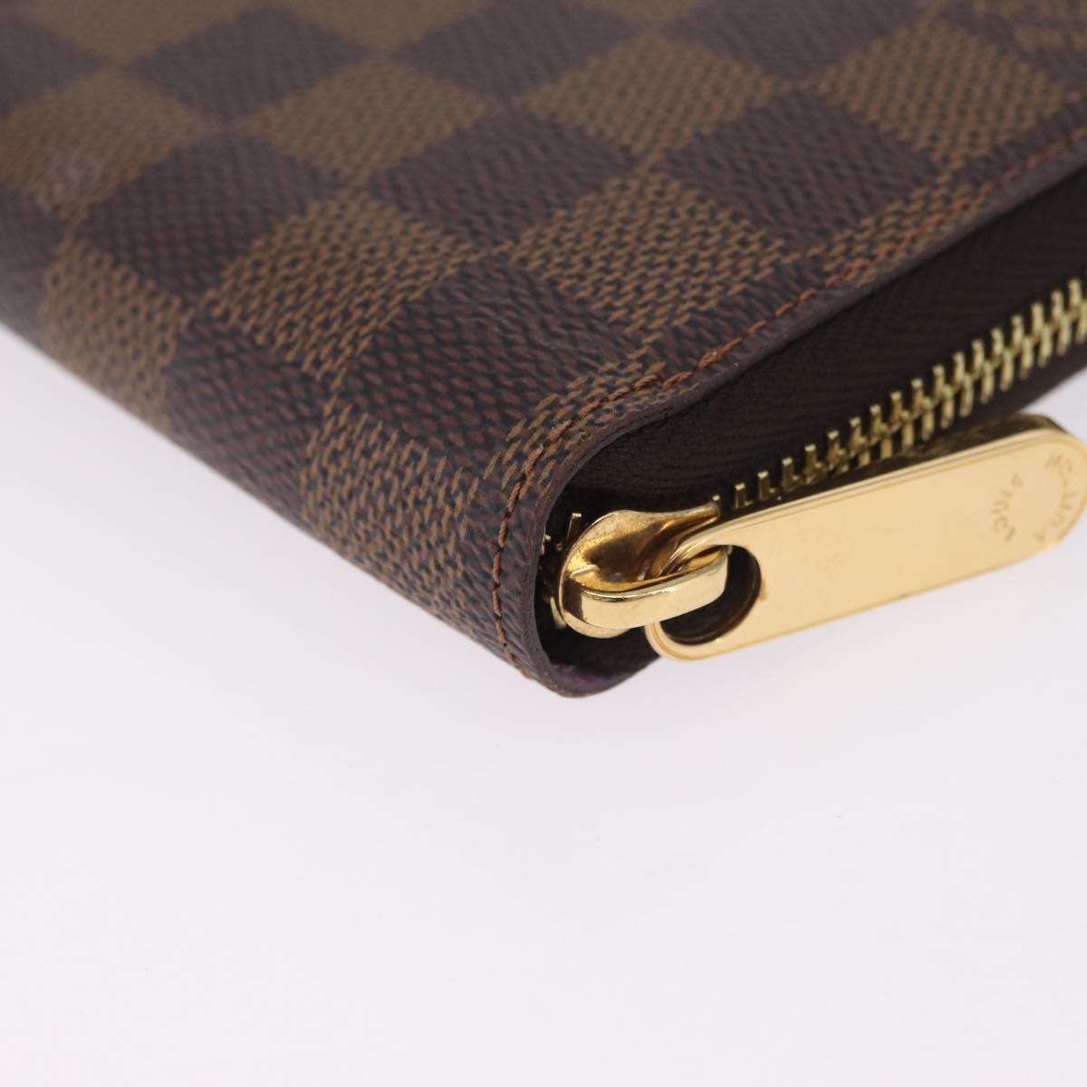 LOUIS VUITTON Damier Ebene Zippy Wallet Long Wallet N63004 LV Auth 210960M