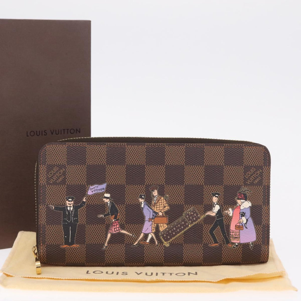 LOUIS VUITTON Damier Ebene Zippy Wallet Long Wallet N63004 LV Auth 210960M