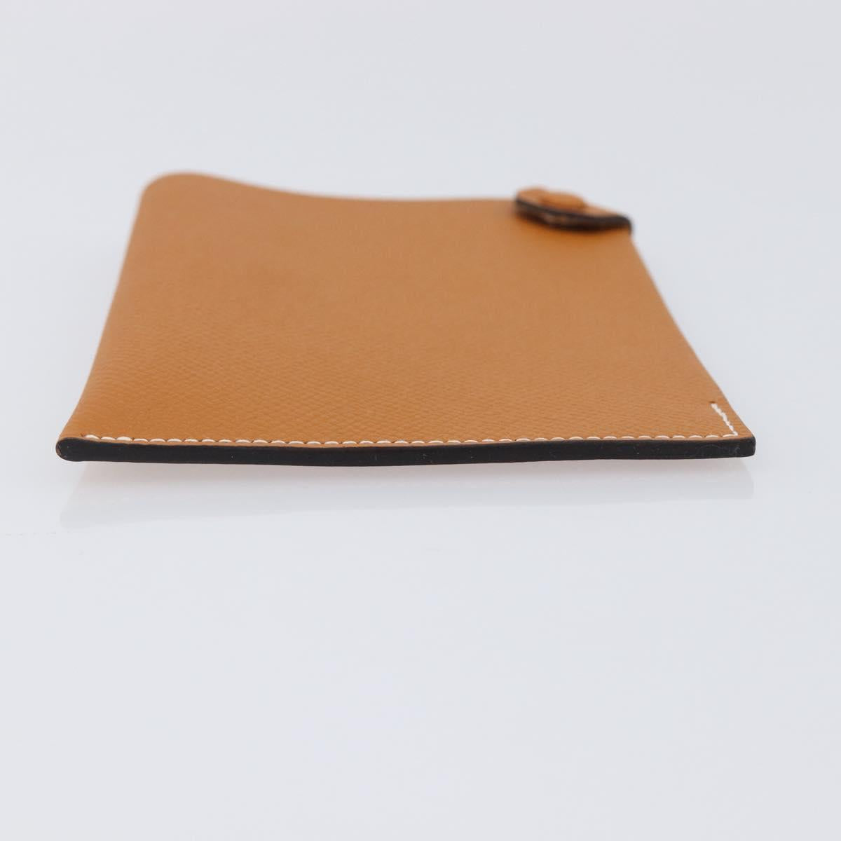 HERMES Tarmac PM Passport Case Leather Beige Auth 210965M