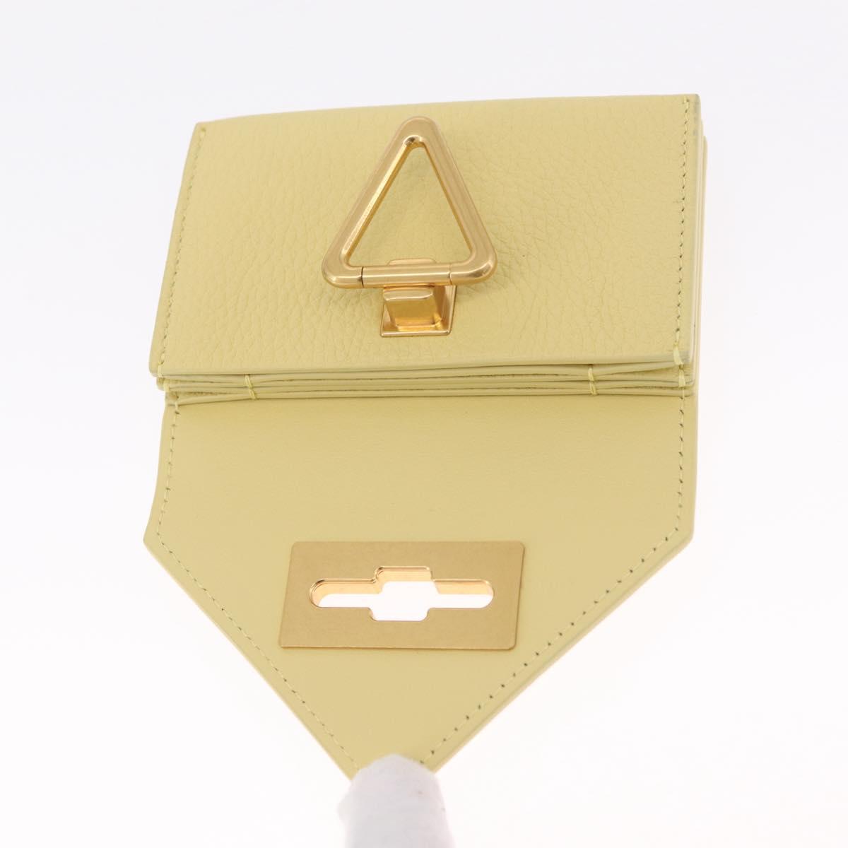 Bottega Veneta Card Case Leather Yellow Gold Auth 210968M