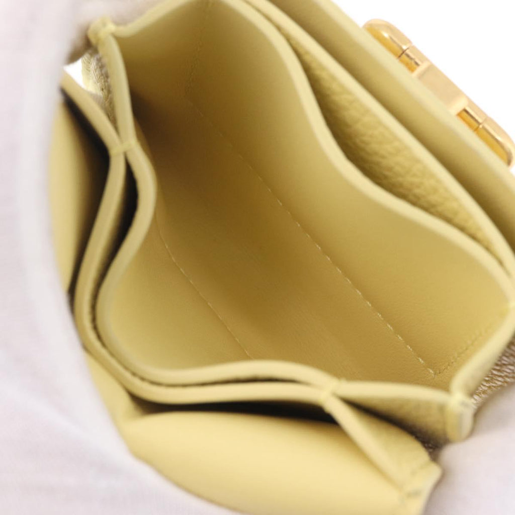 Bottega Veneta Card Case Leather Yellow Gold Auth 210968M
