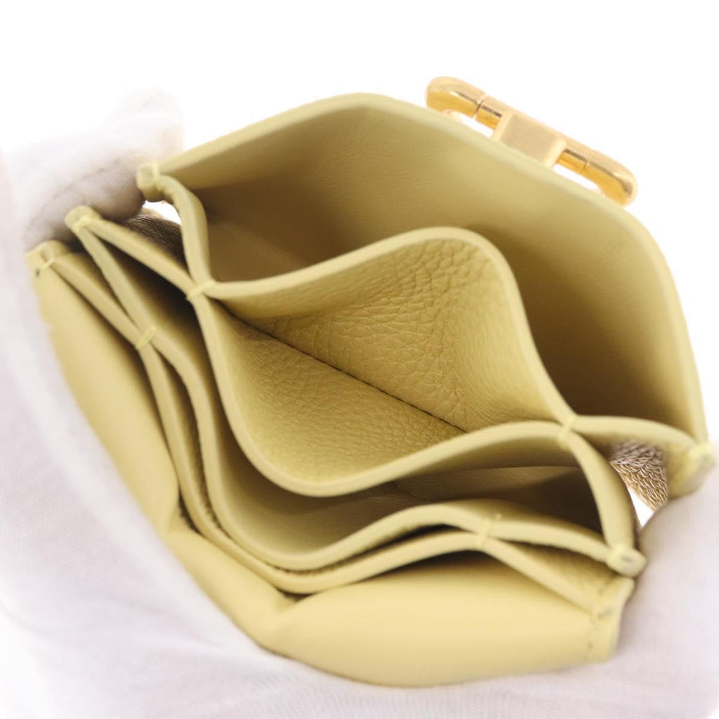 Bottega Veneta Card Case Leather Yellow Gold Auth 210968M