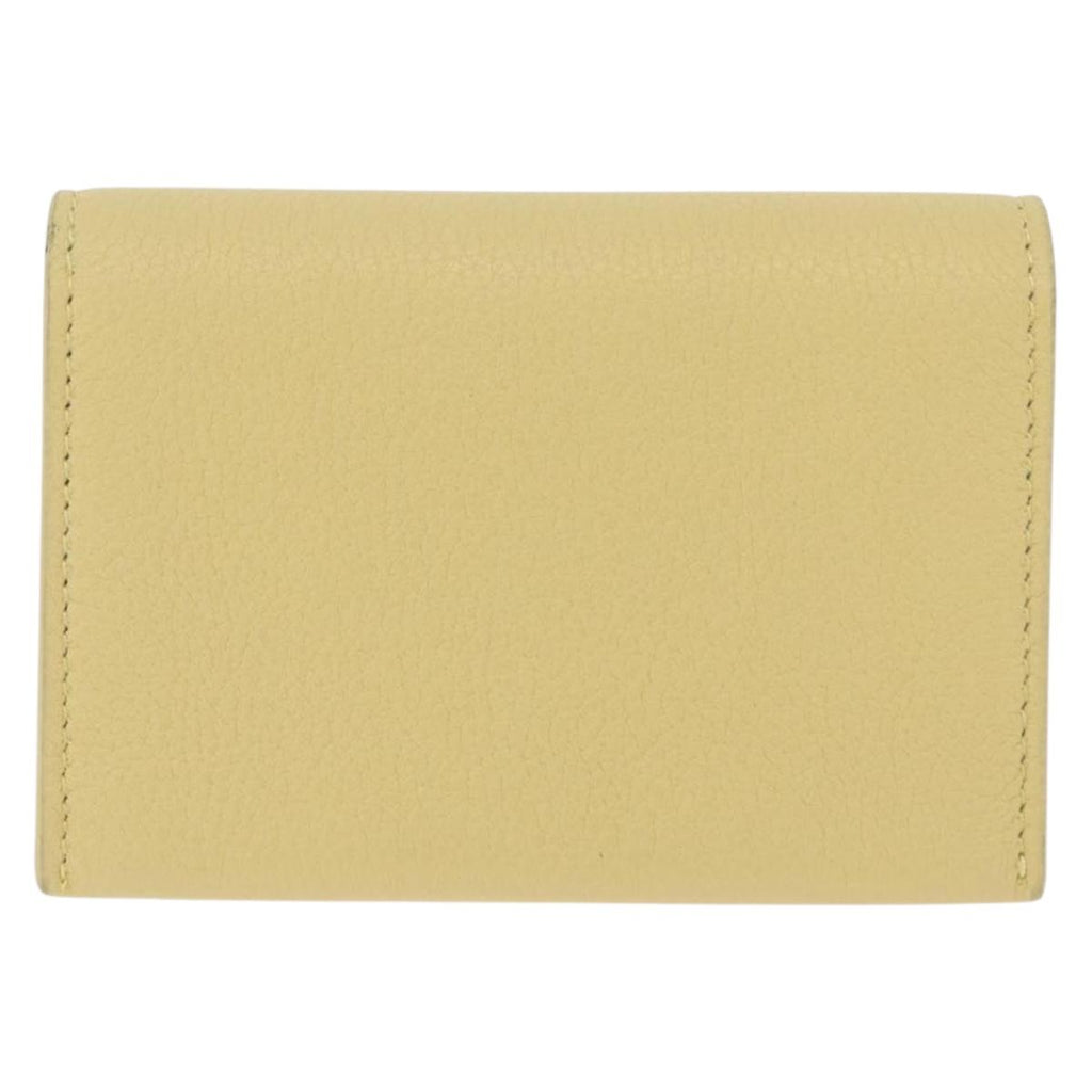 Bottega Veneta Card Case Leather Yellow Gold Auth 210968M