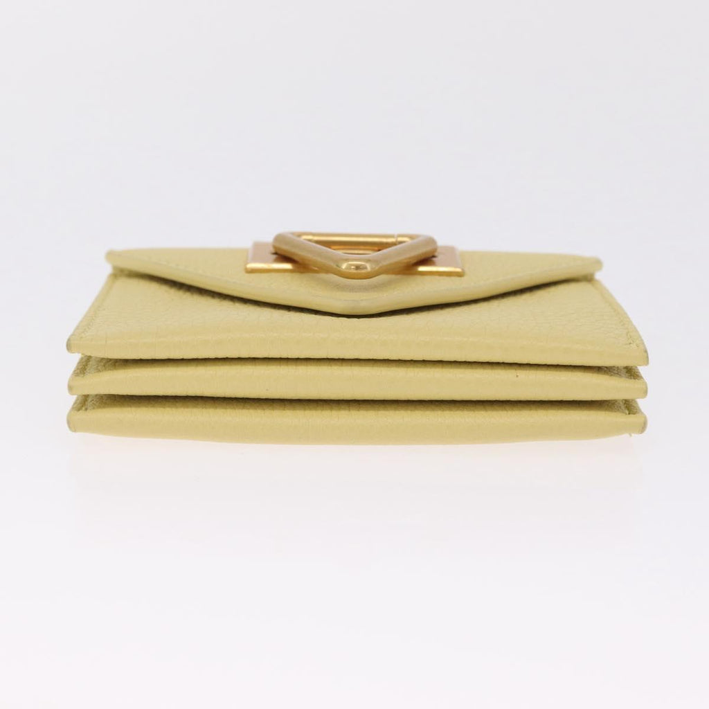 Bottega Veneta Card Case Leather Yellow Gold Auth 210968M