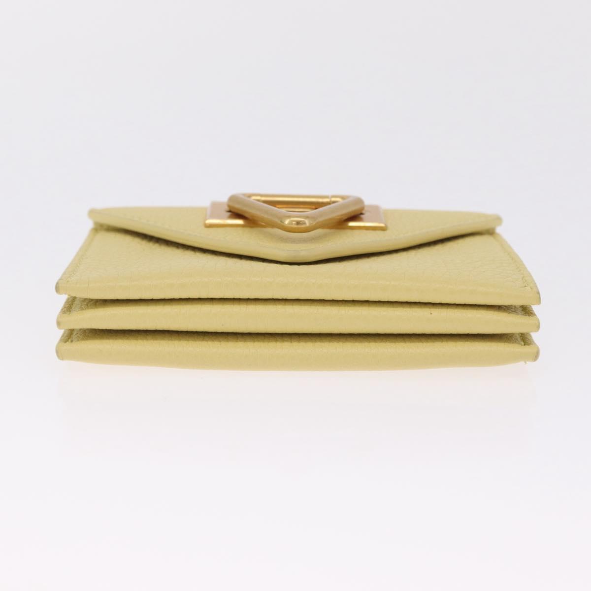 Bottega Veneta Card Case Leather Yellow Gold Auth 210968M