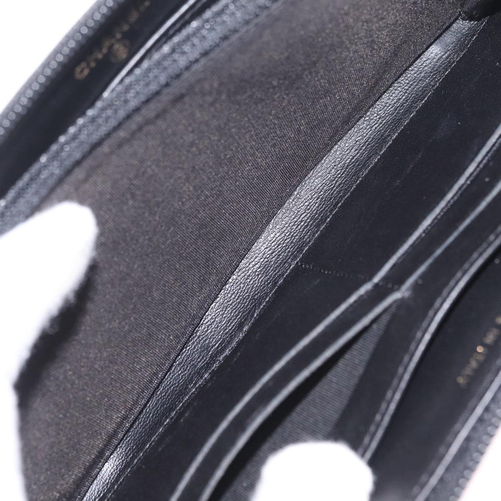 CHANEL Matelasse Boy Chanel Long Wallet Lamb Skin Black Gold CC Auth 210973M