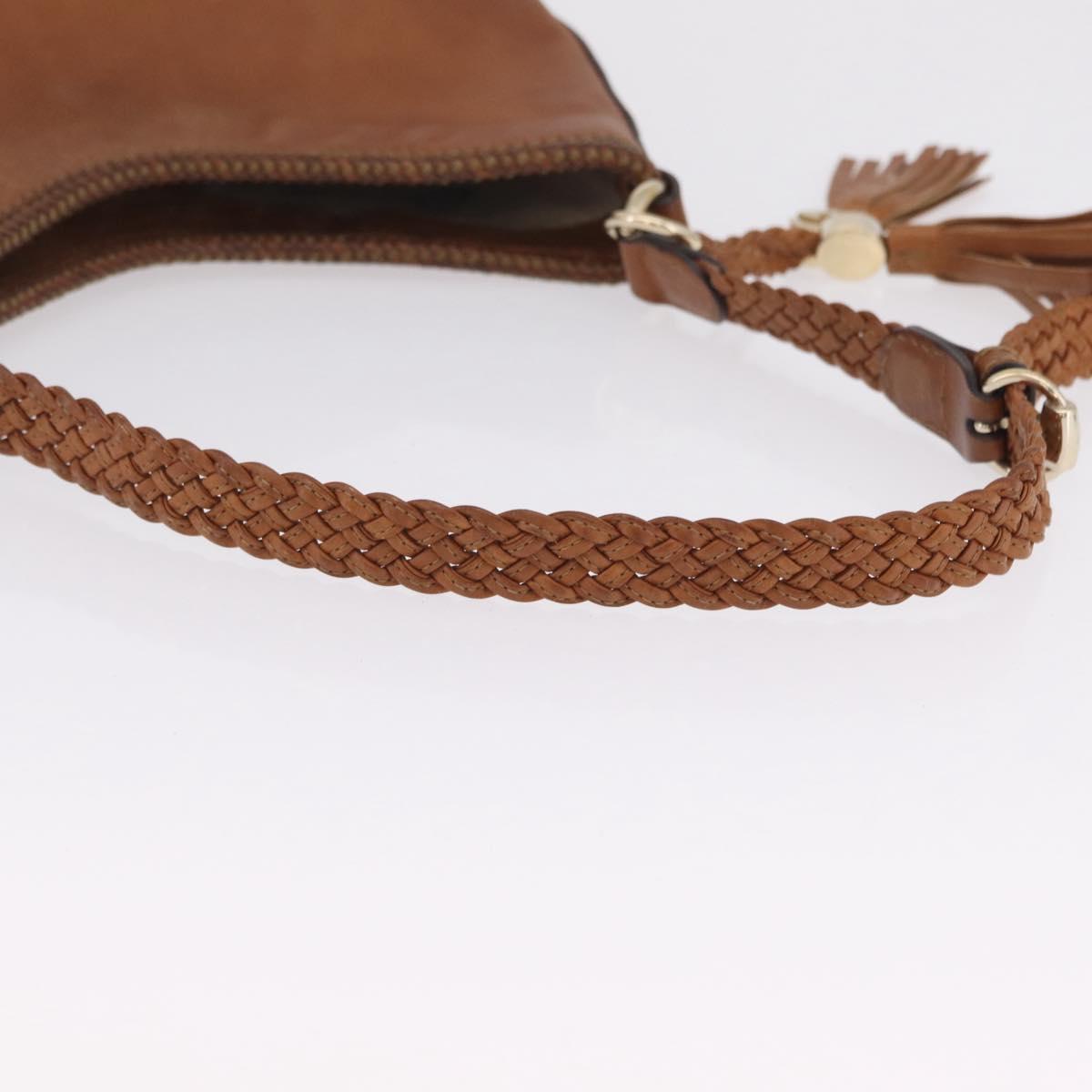 GUCCI Shoulder Bag Leather Brown Gold Tone 257026 Auth 210984A