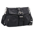 PRADA Shoulder Bag Leather Black Silver Auth 210992V