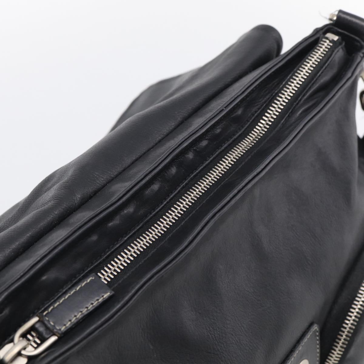 PRADA Shoulder Bag Leather Black Silver Auth 210992V