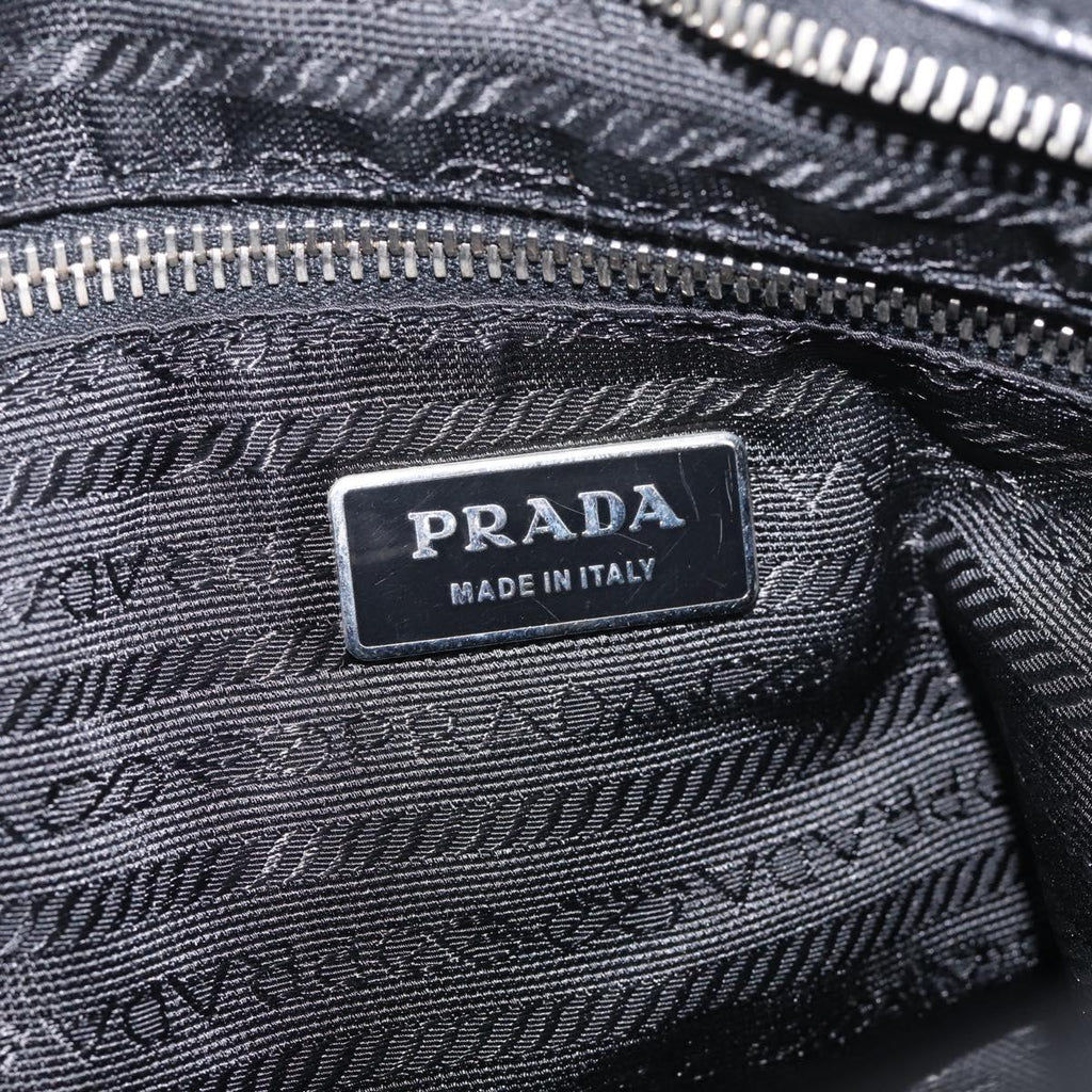 PRADA Shoulder Bag Leather Black Silver Auth 210992V