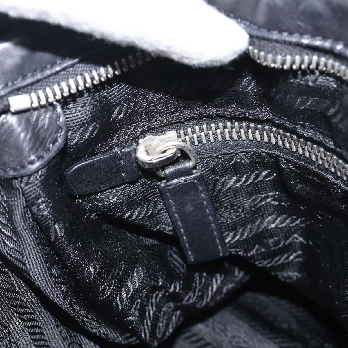 PRADA Shoulder Bag Leather Black Silver Auth 210992V
