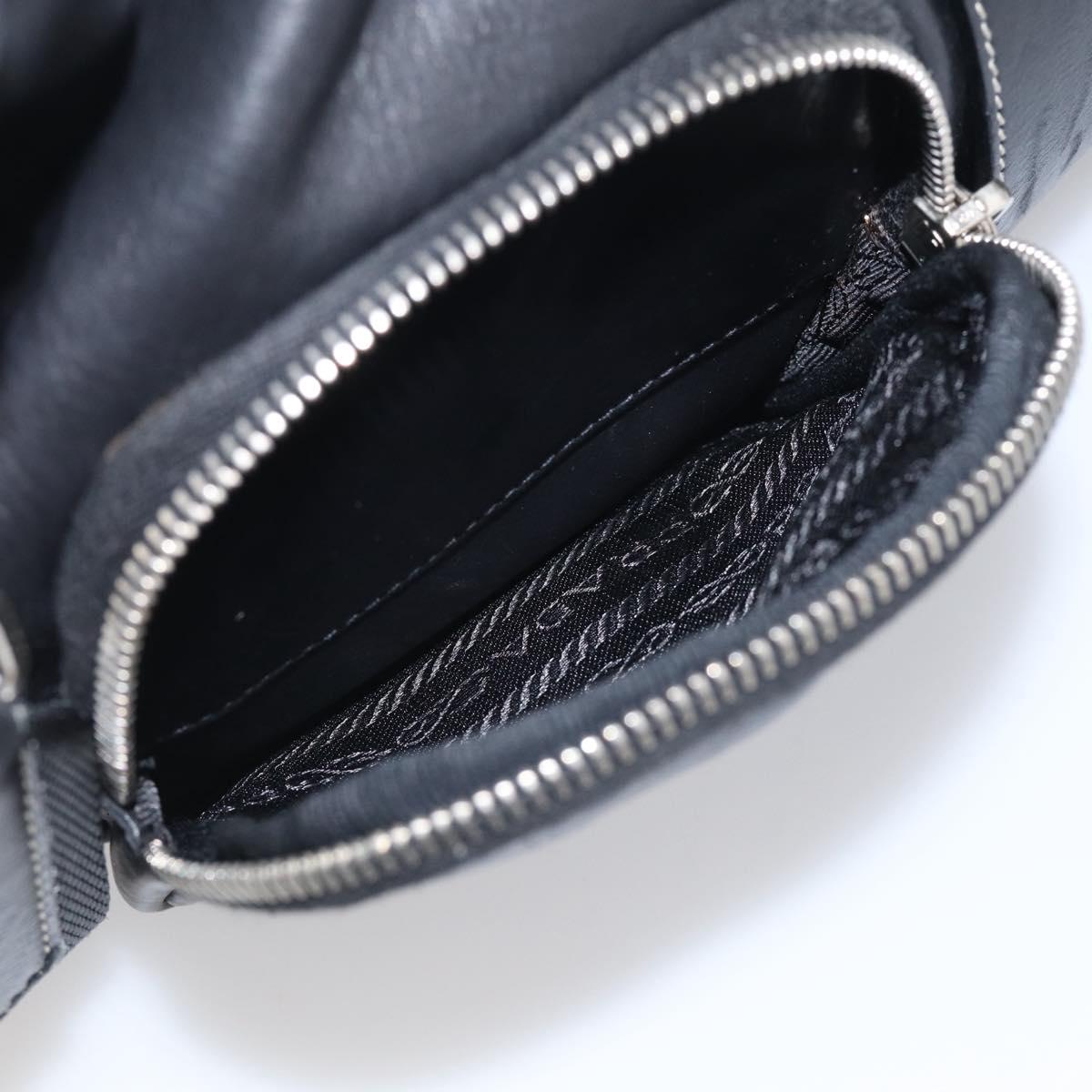 PRADA Shoulder Bag Leather Black Silver Auth 210992V