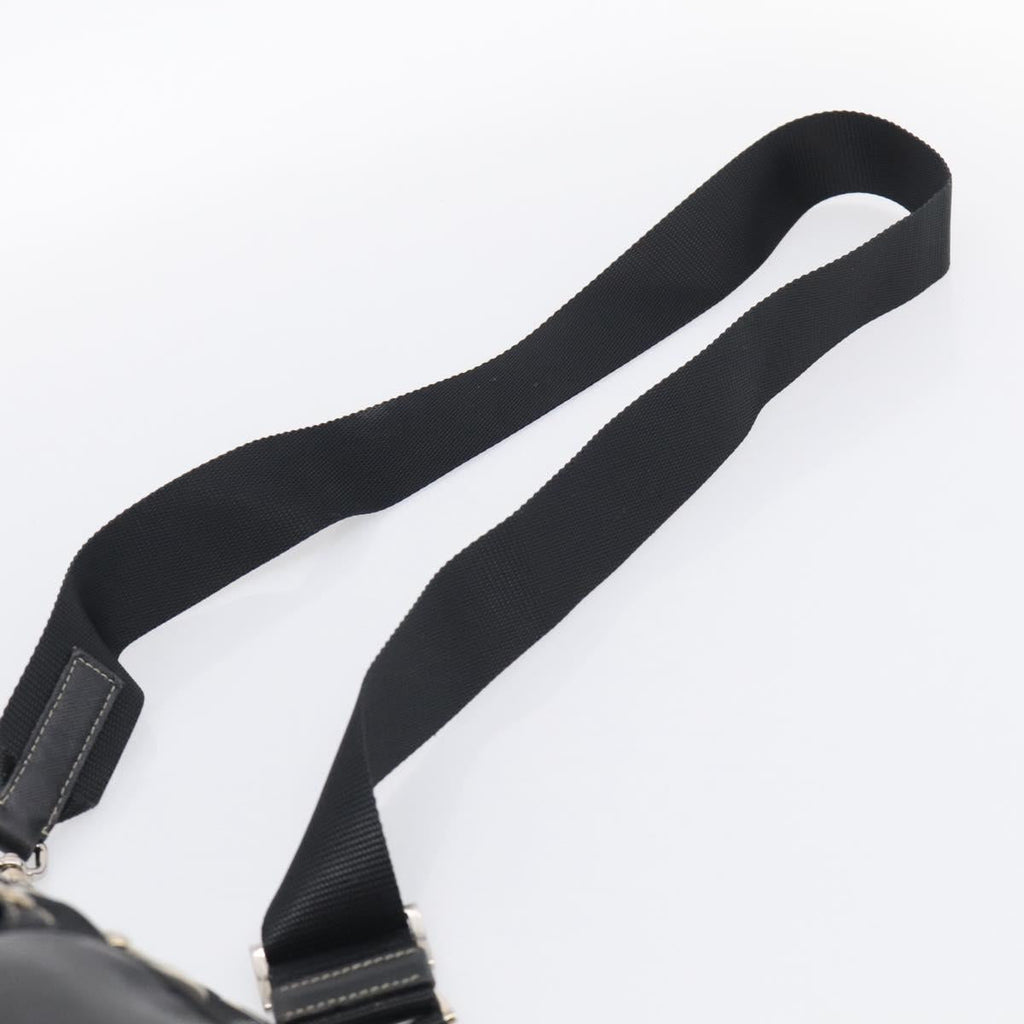 PRADA Shoulder Bag Leather Black Silver Auth 210992V
