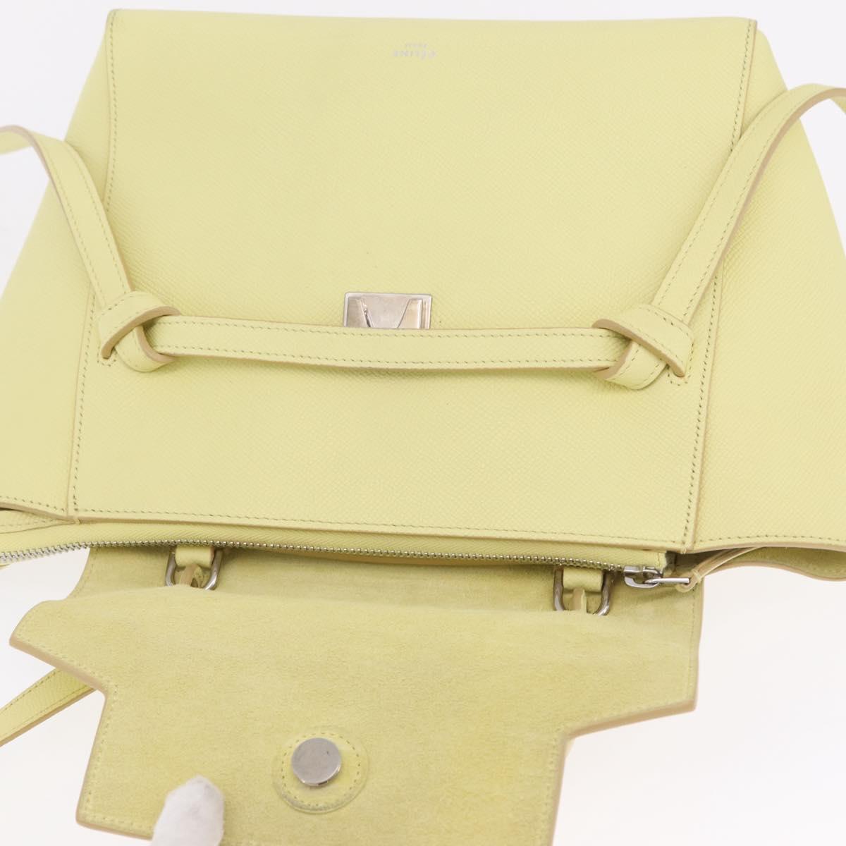 CELINE Belt Bag Hand Bag Leather 2way Yellow Silver Auth 210995V