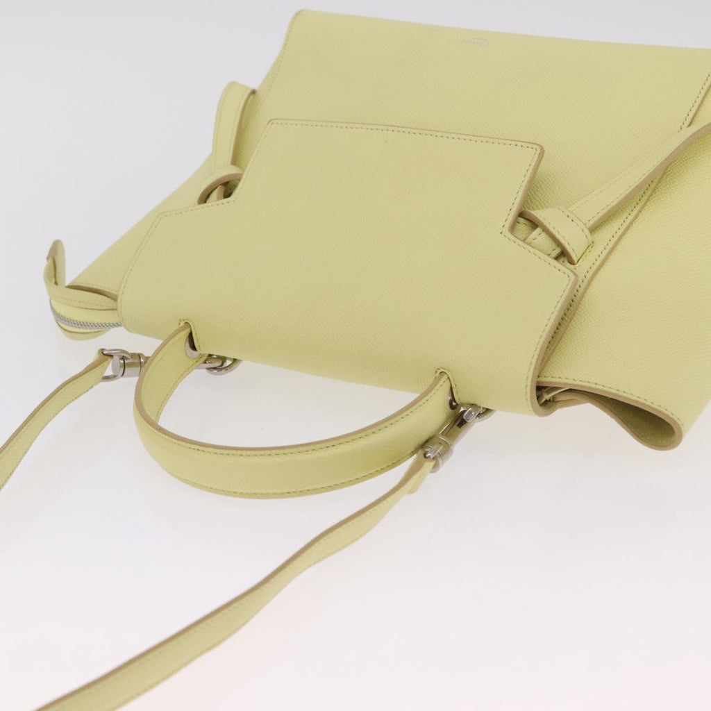 CELINE Belt Bag Hand Bag Leather 2way Yellow Silver Auth 210995V