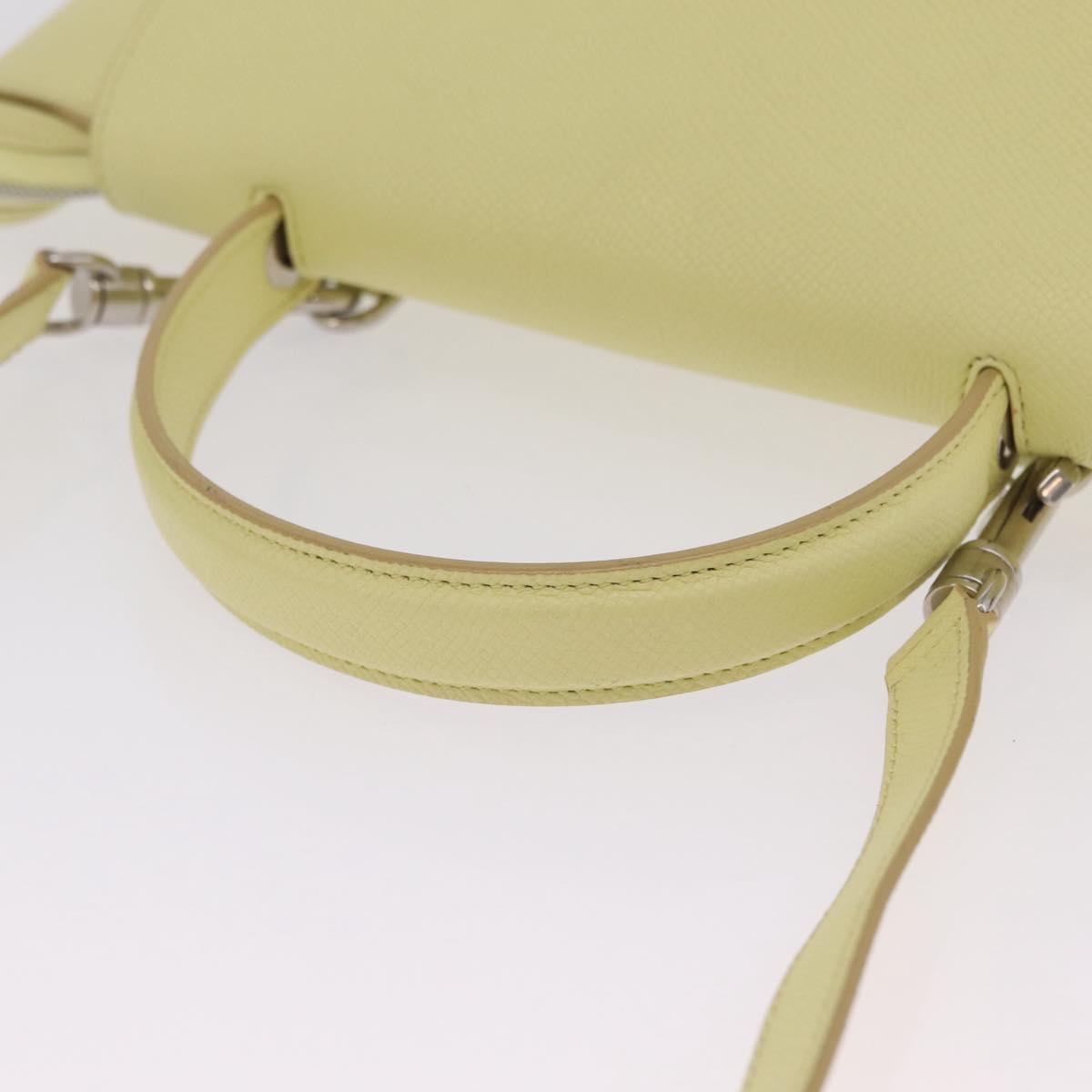 CELINE Belt Bag Hand Bag Leather 2way Yellow Silver Auth 210995V