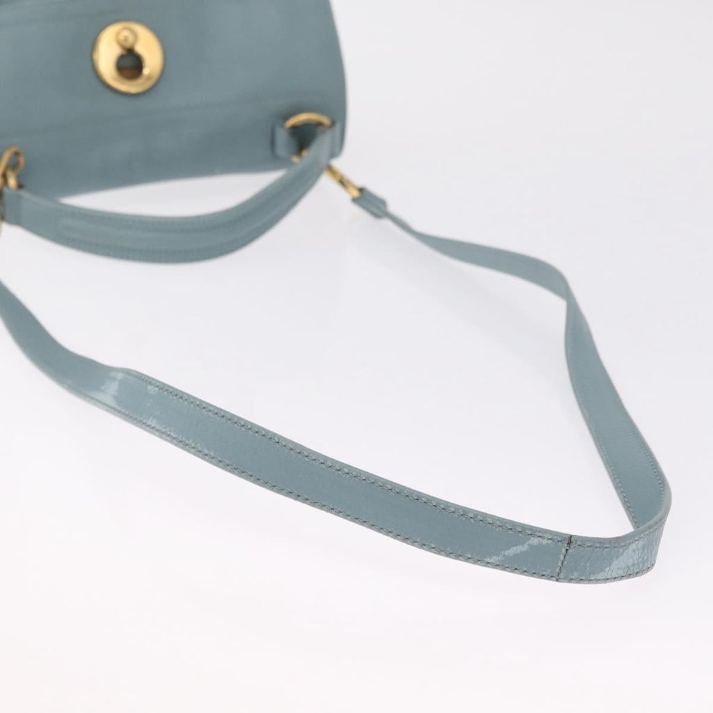 Saint Laurent Muse To Hand Bag Leather 2way Light Blue Gold 283731 Auth 211010V