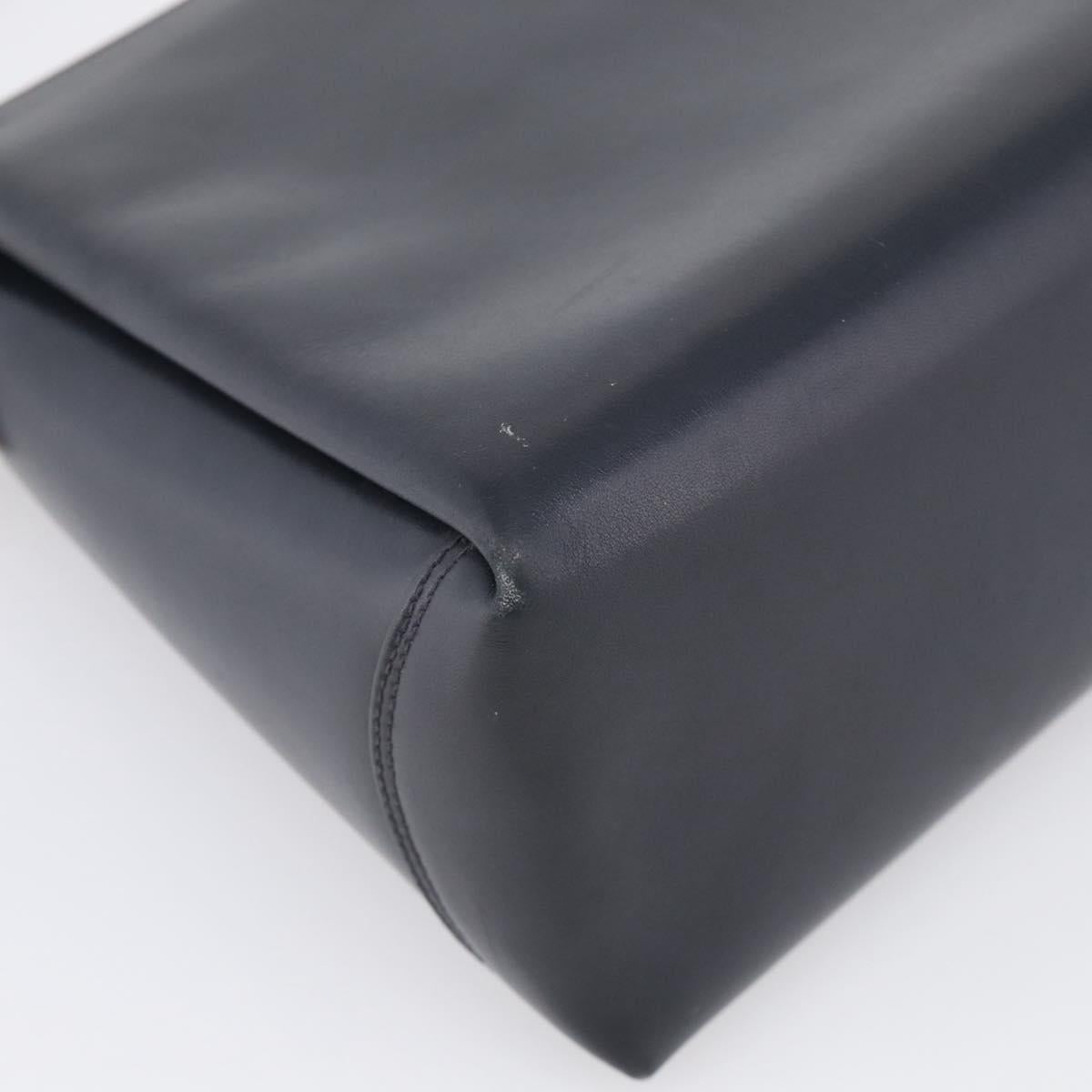 GUCCI Hand Bag Leather Black Gold Tone Auth 211014