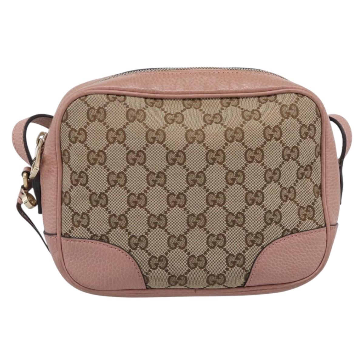 GUCCI GG Canvas Shoulder Bag Beige Gold 449413 Auth 211020V