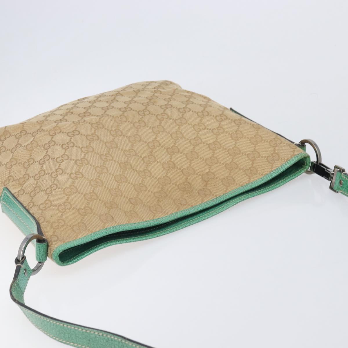 GUCCI GG Canvas Shoulder Bag Beige Silver 113013 Auth 211027