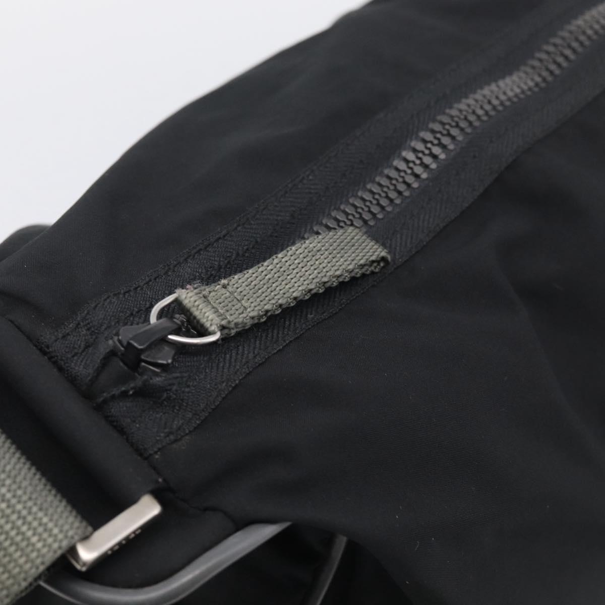 PRADA Shoulder Bag Nylon Black Silver Auth 211044A