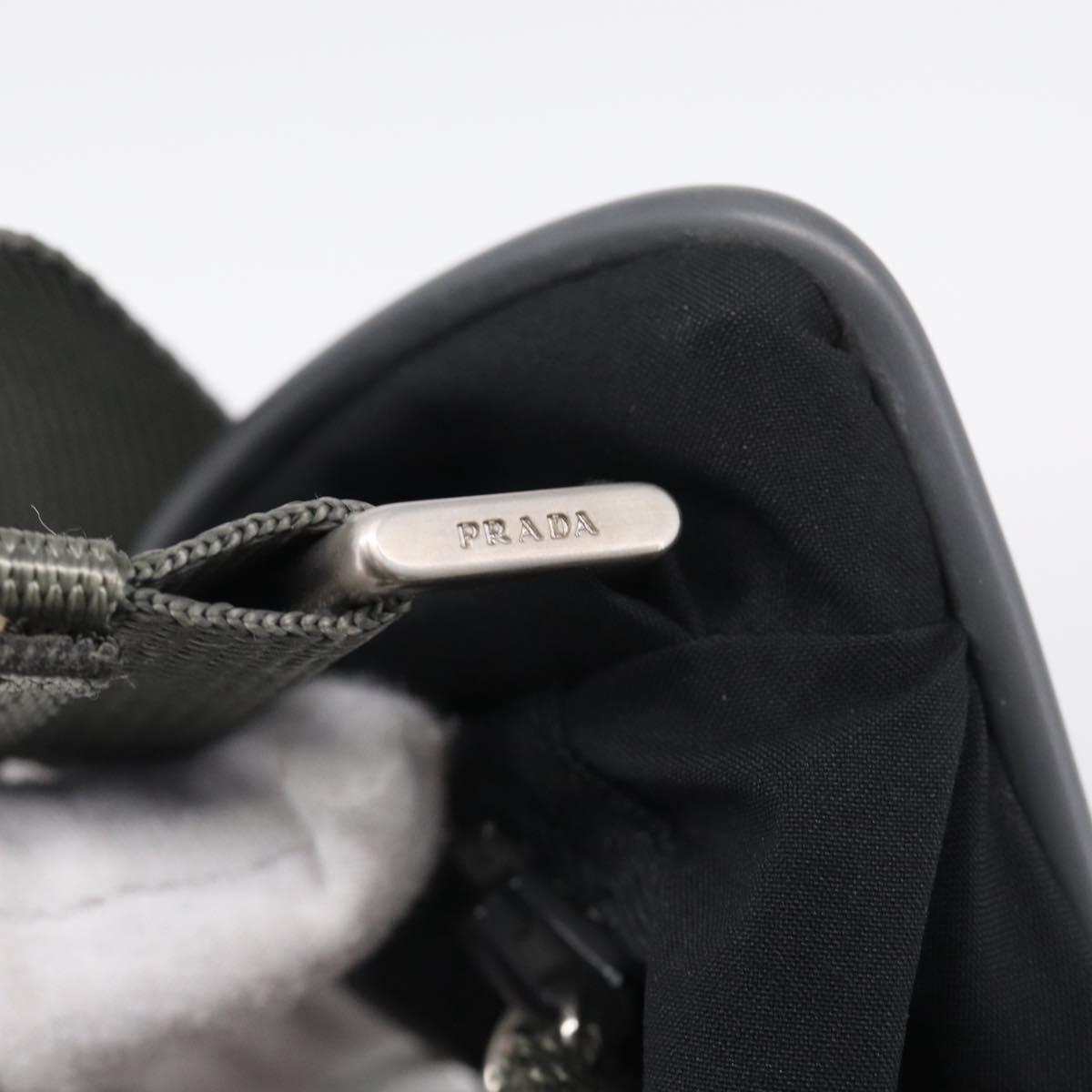 PRADA Shoulder Bag Nylon Black Silver Auth 211044A