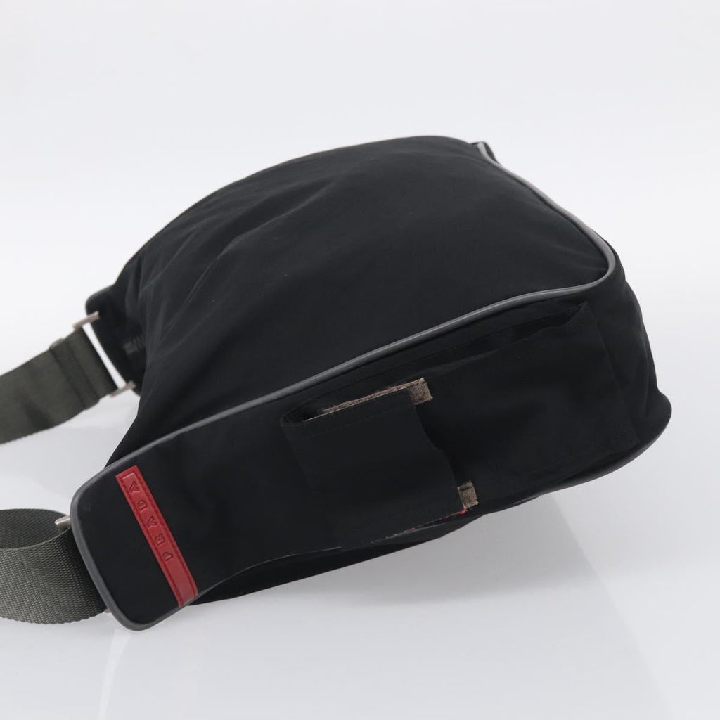 PRADA Shoulder Bag Nylon Black Silver Auth 211044A