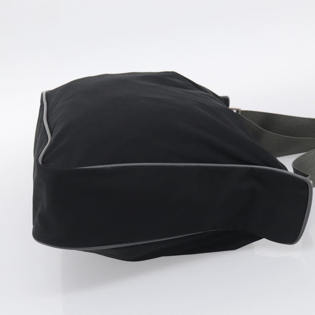 PRADA Shoulder Bag Nylon Black Silver Auth 211044A