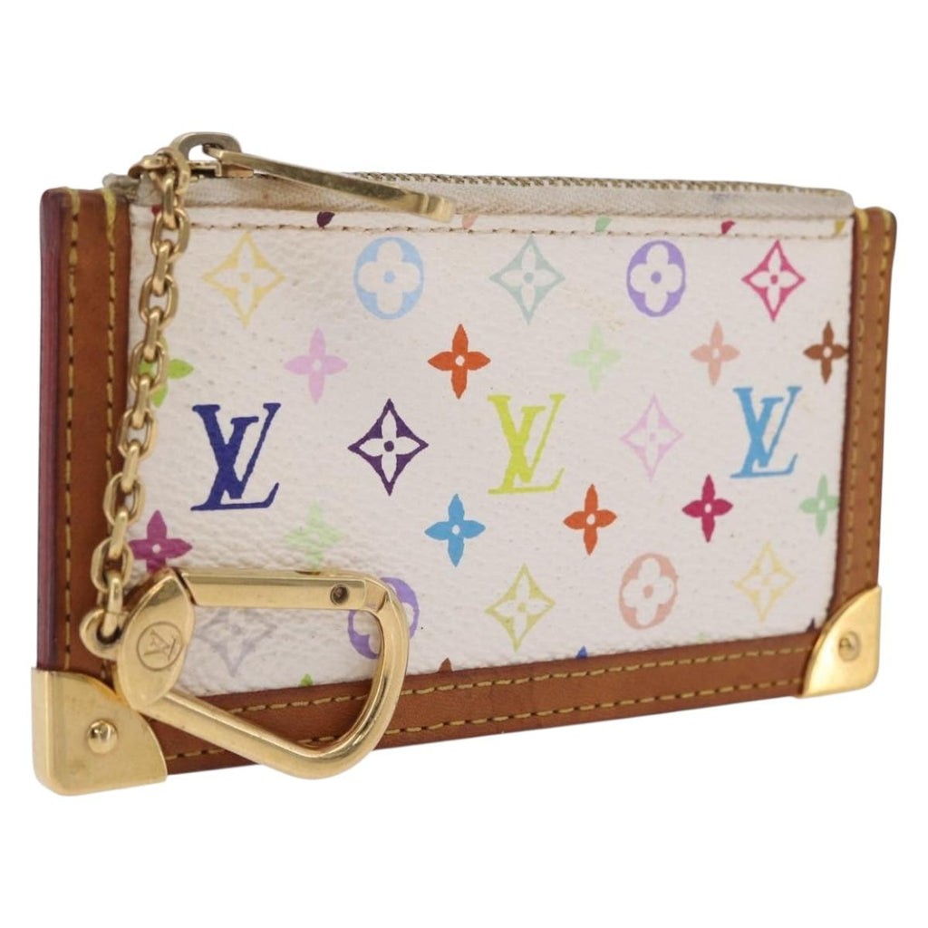LOUIS VUITTON Monogram Multicolor Pochette Cles Purse White M92655 Auth 211046