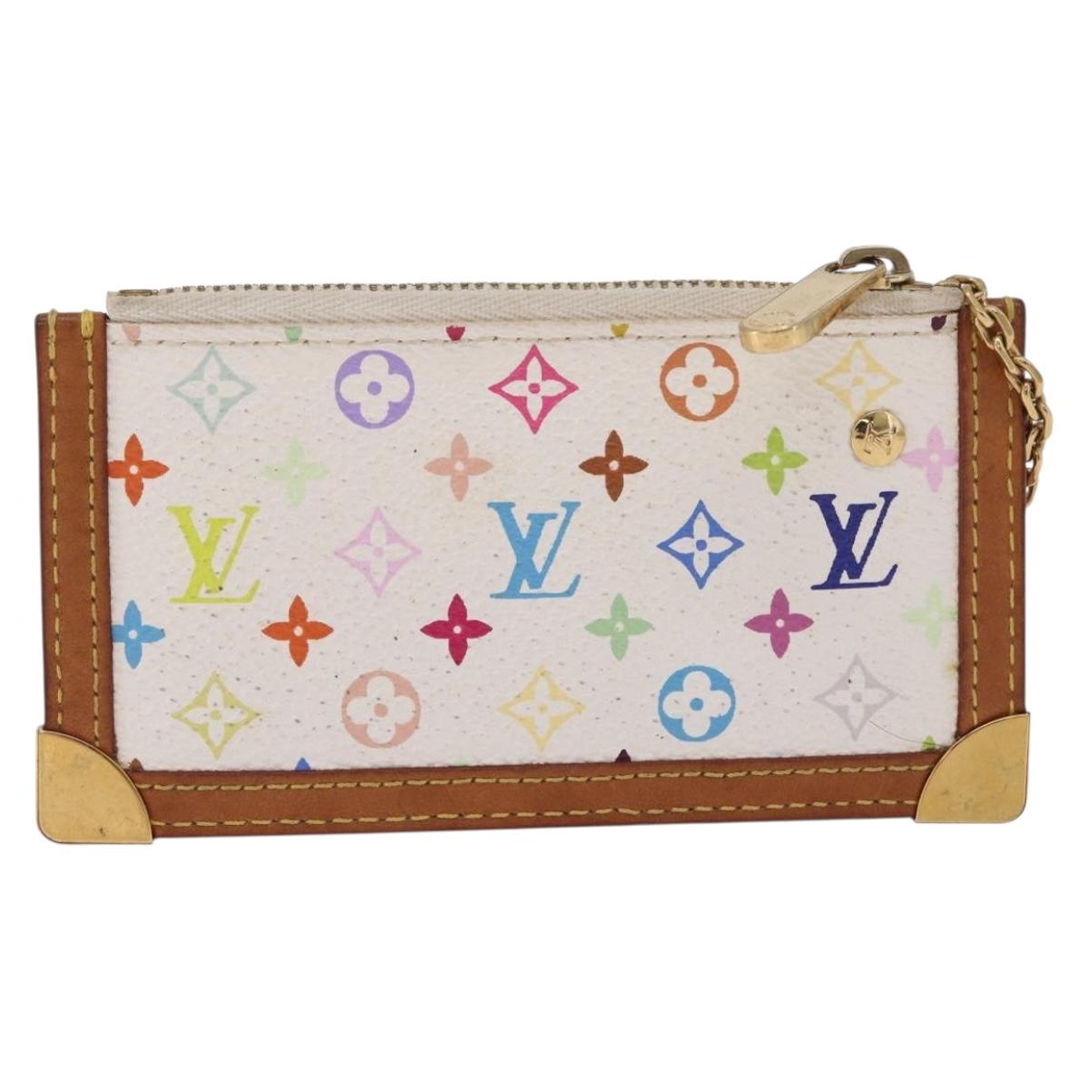 LOUIS VUITTON Monogram Multicolor Pochette Cles Purse White M92655 Auth 211046