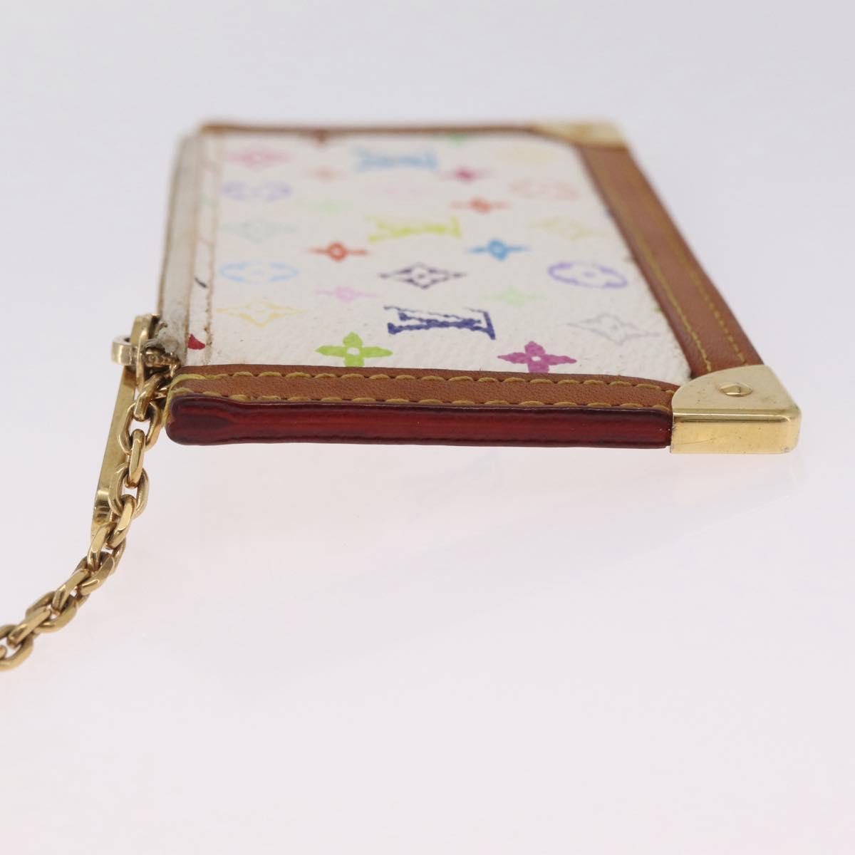 LOUIS VUITTON Monogram Multicolor Pochette Cles Purse White M92655 Auth 211046
