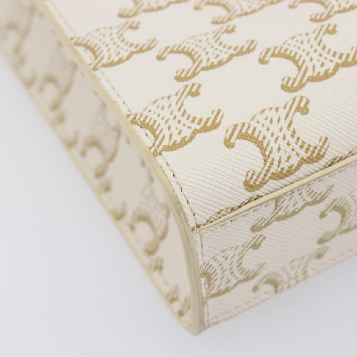 CELINE Triomphe Mini Vertical Cabas Hand Bag PVC 2way Ivory Gold Auth 211067V