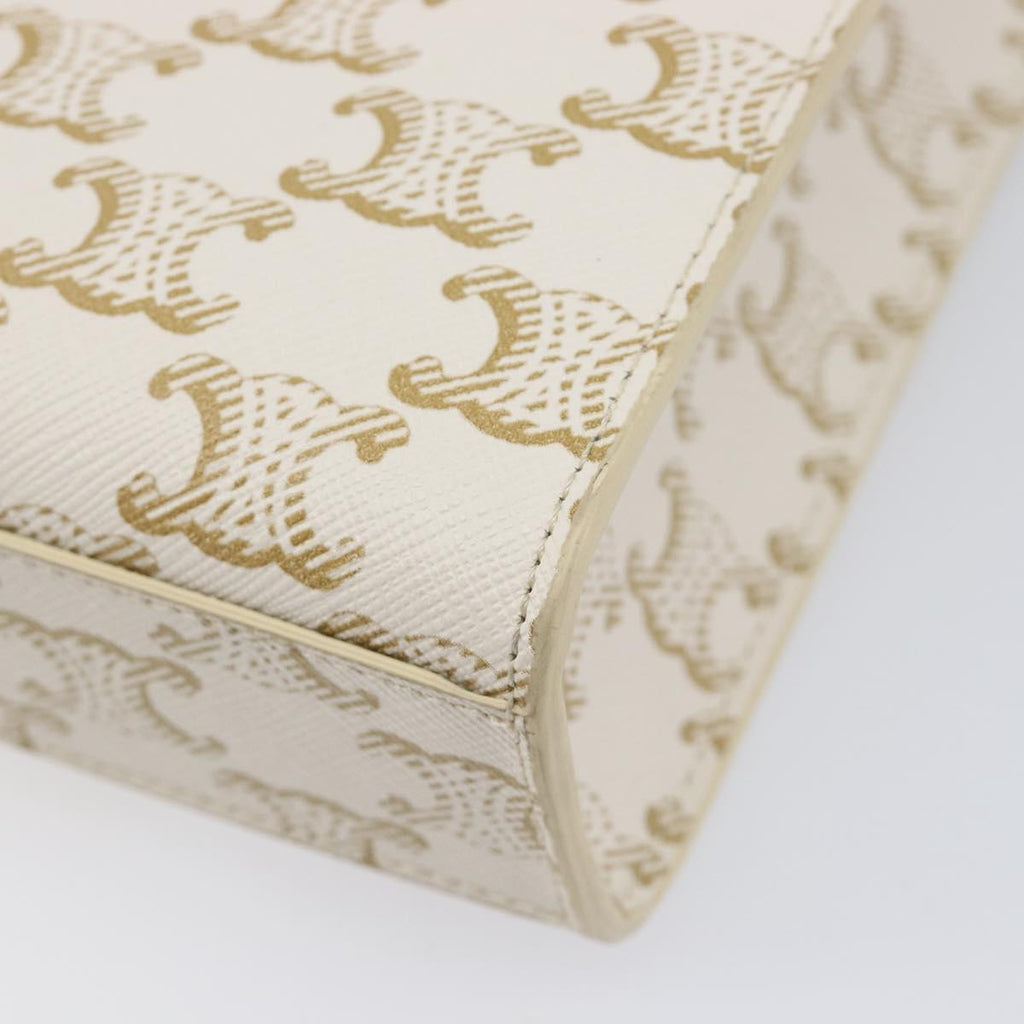 CELINE Triomphe Mini Vertical Cabas Hand Bag PVC 2way Ivory Gold Auth 211067V