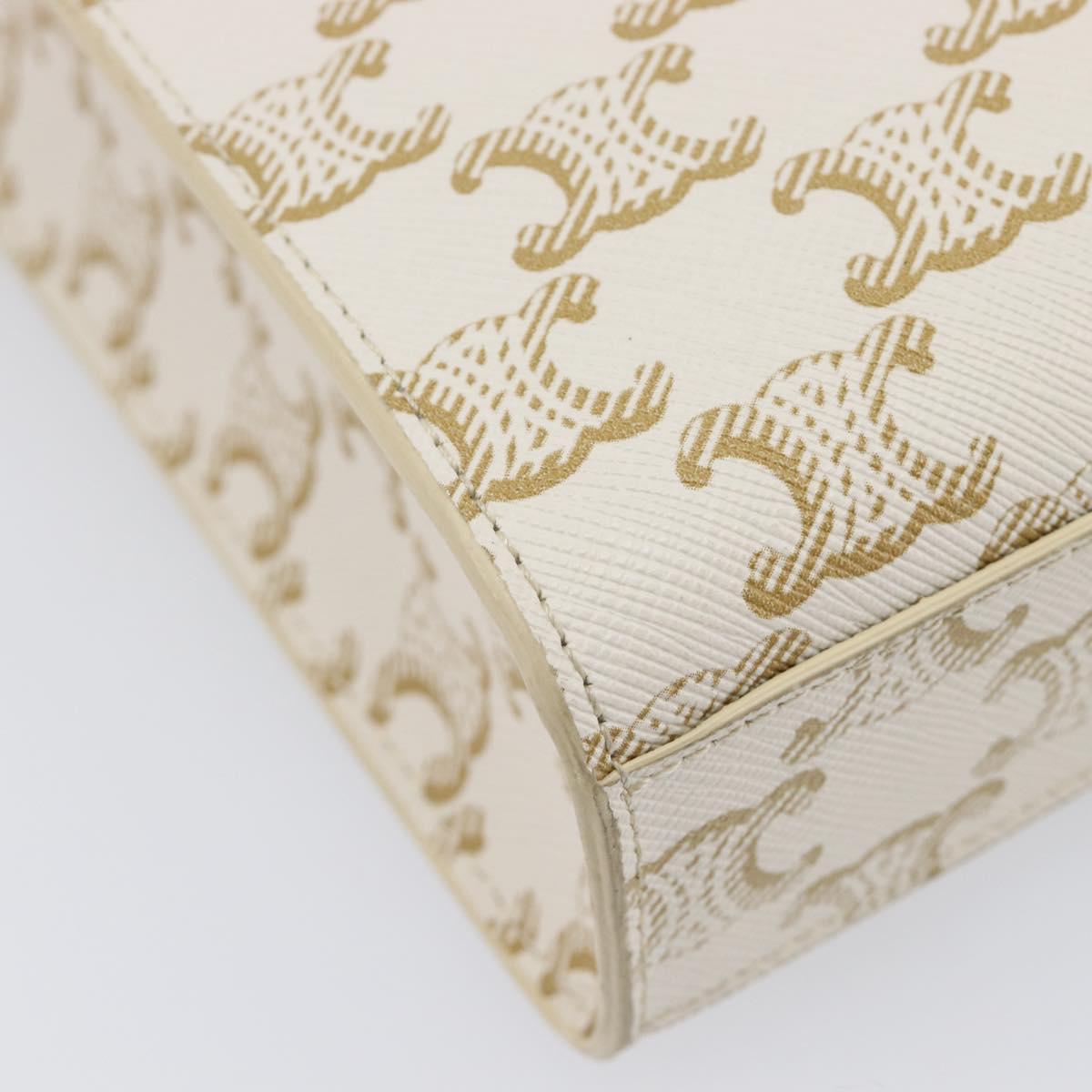 CELINE Triomphe Mini Vertical Cabas Hand Bag PVC 2way Ivory Gold Auth 211067V