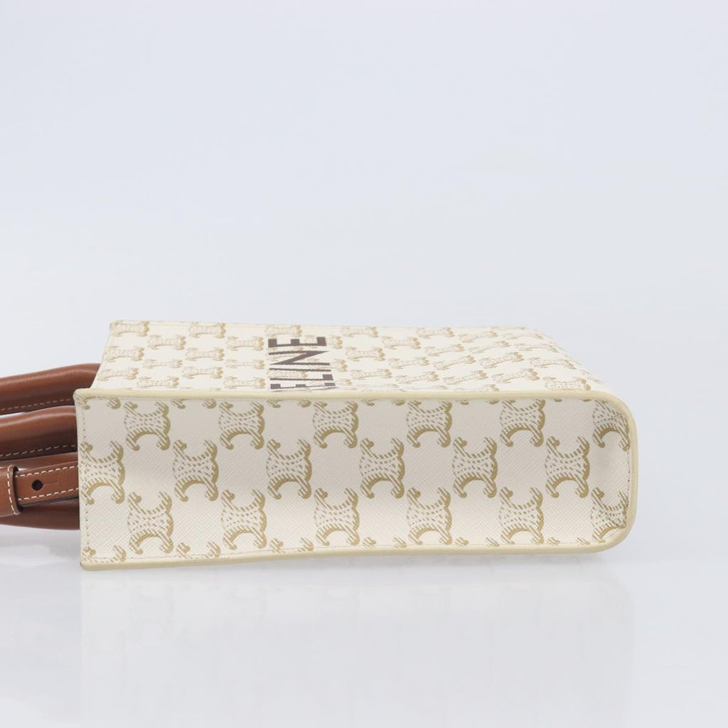 CELINE Triomphe Mini Vertical Cabas Hand Bag PVC 2way Ivory Gold Auth 211067V