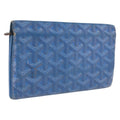 Goyard Herringbone Long Wallet PVC Leather Blue Silver Auth 211075