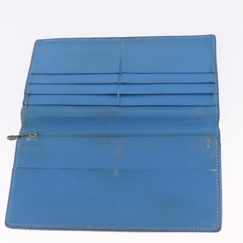 Goyard Herringbone Long Wallet PVC Leather Blue Silver Auth 211075