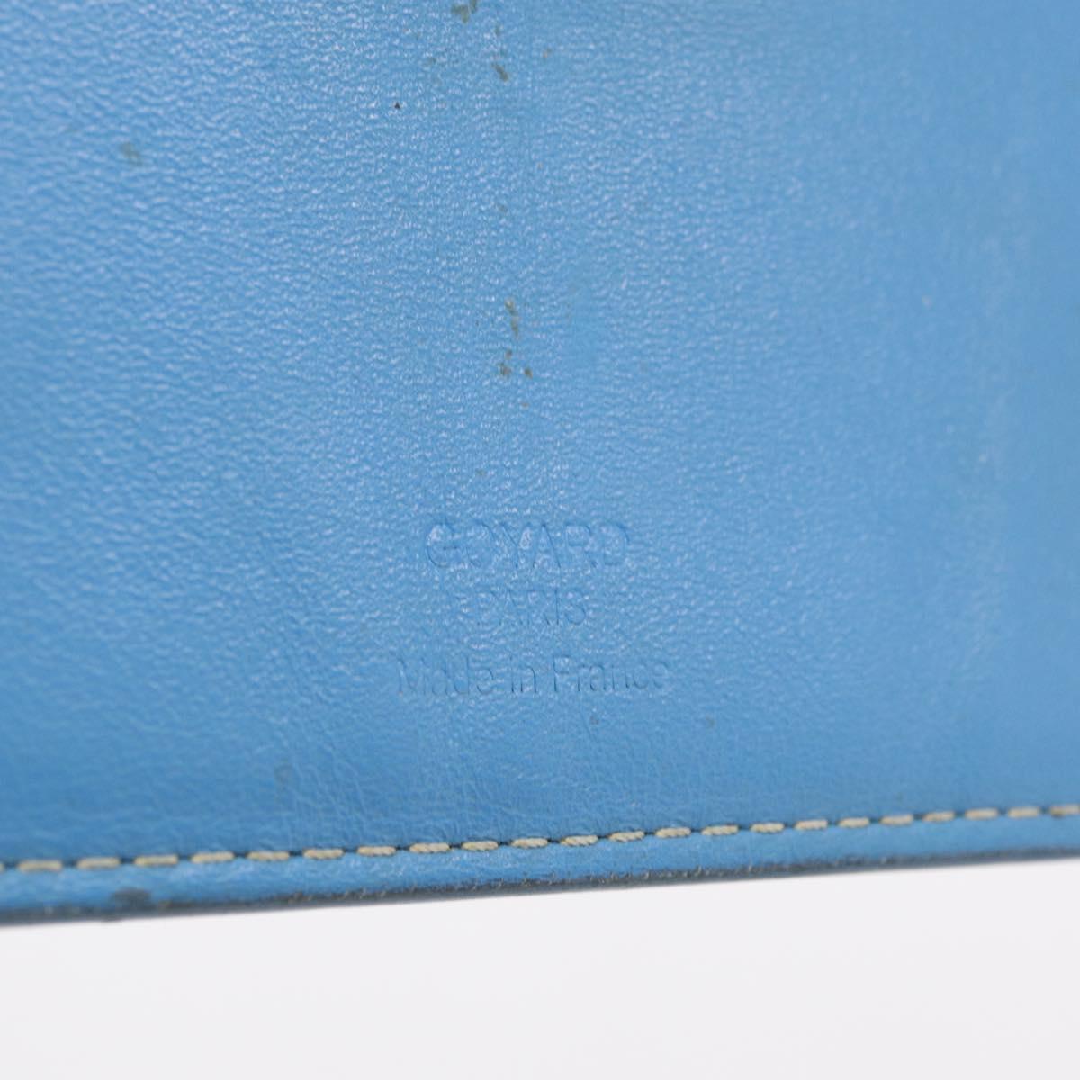 Goyard Herringbone Long Wallet PVC Leather Blue Silver Auth 211075