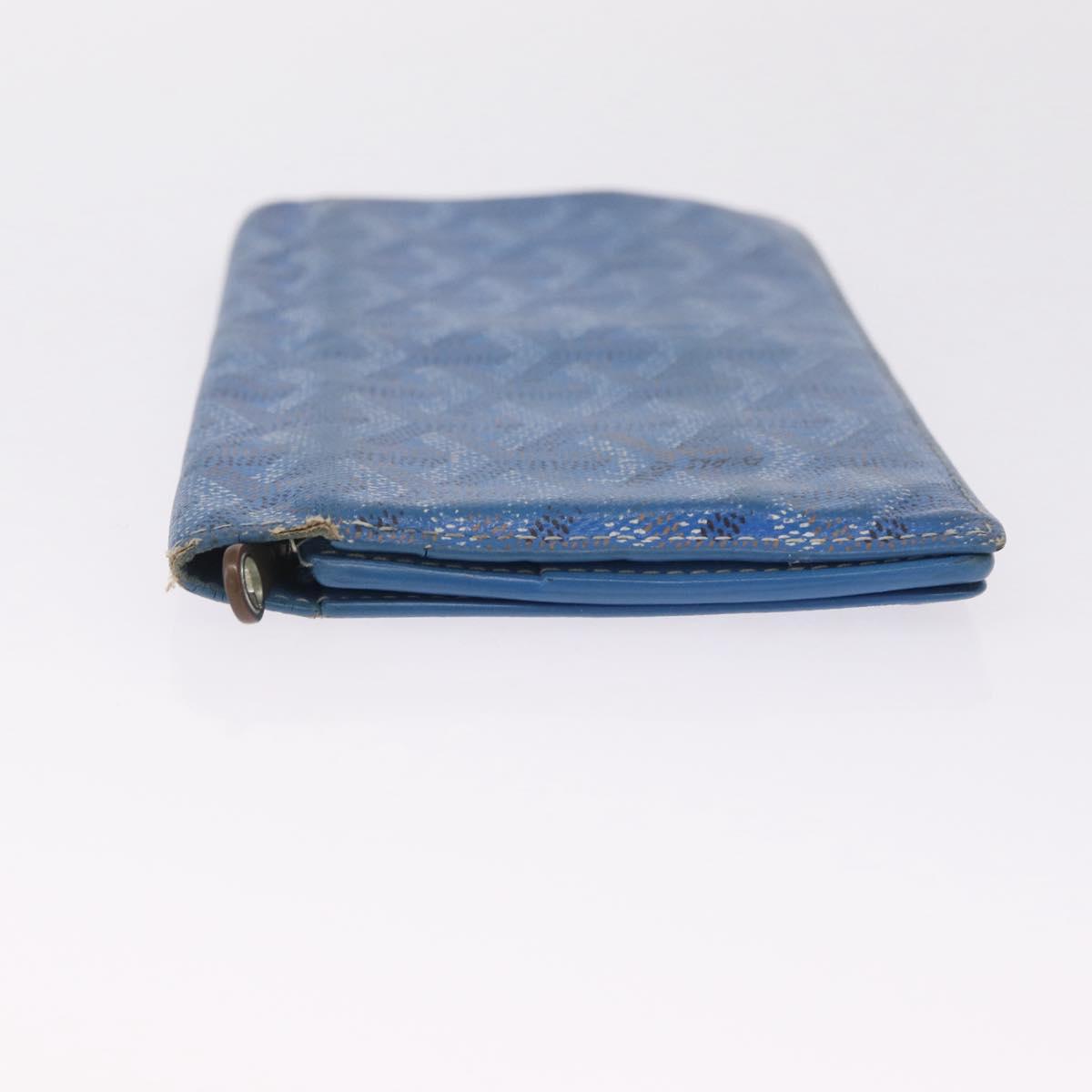 Goyard Herringbone Long Wallet PVC Leather Blue Silver Auth 211075