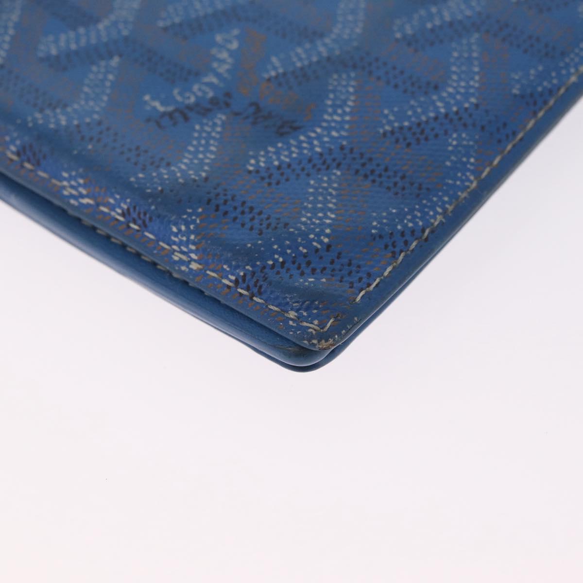 Goyard Herringbone Long Wallet PVC Leather Blue Silver Auth 211075