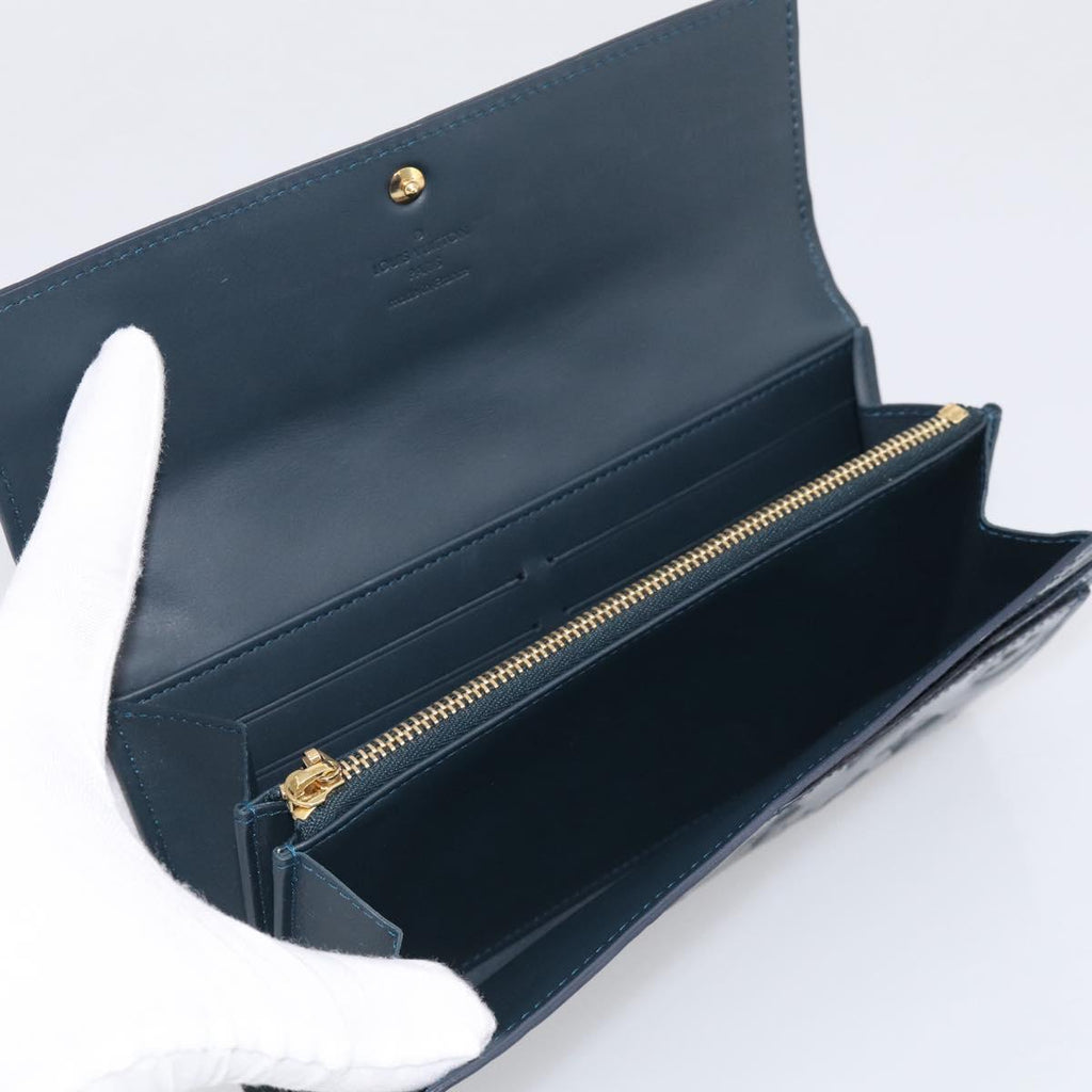 LOUIS VUITTON Vernis Portefeiulle Sarah Wallet Bluenuit M93667 LV Auth 211280A