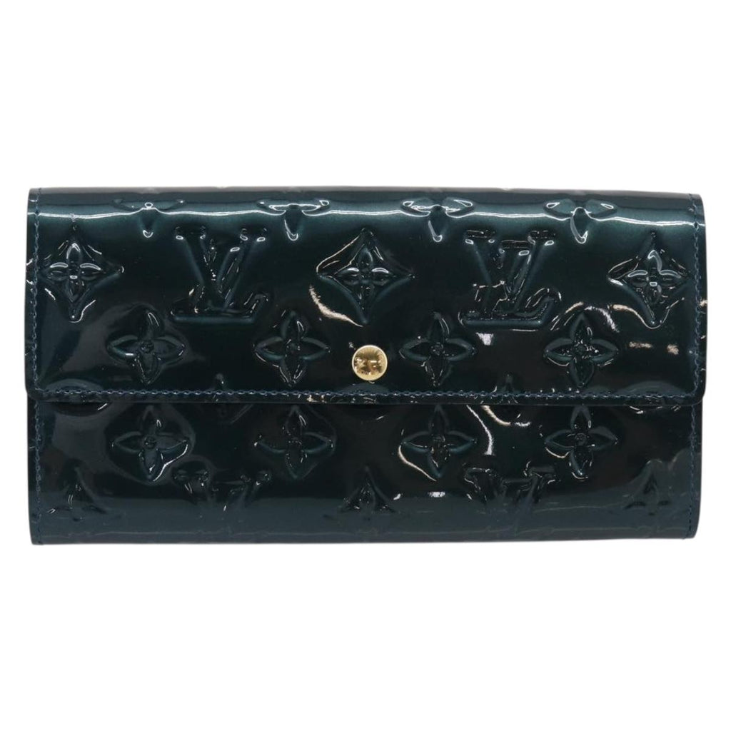 LOUIS VUITTON Vernis Portefeiulle Sarah Wallet Bluenuit M93667 LV Auth 211280A