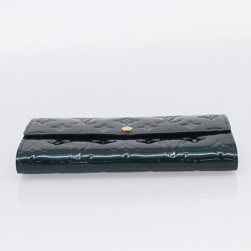 LOUIS VUITTON Vernis Portefeiulle Sarah Wallet Bluenuit M93667 LV Auth 211280A