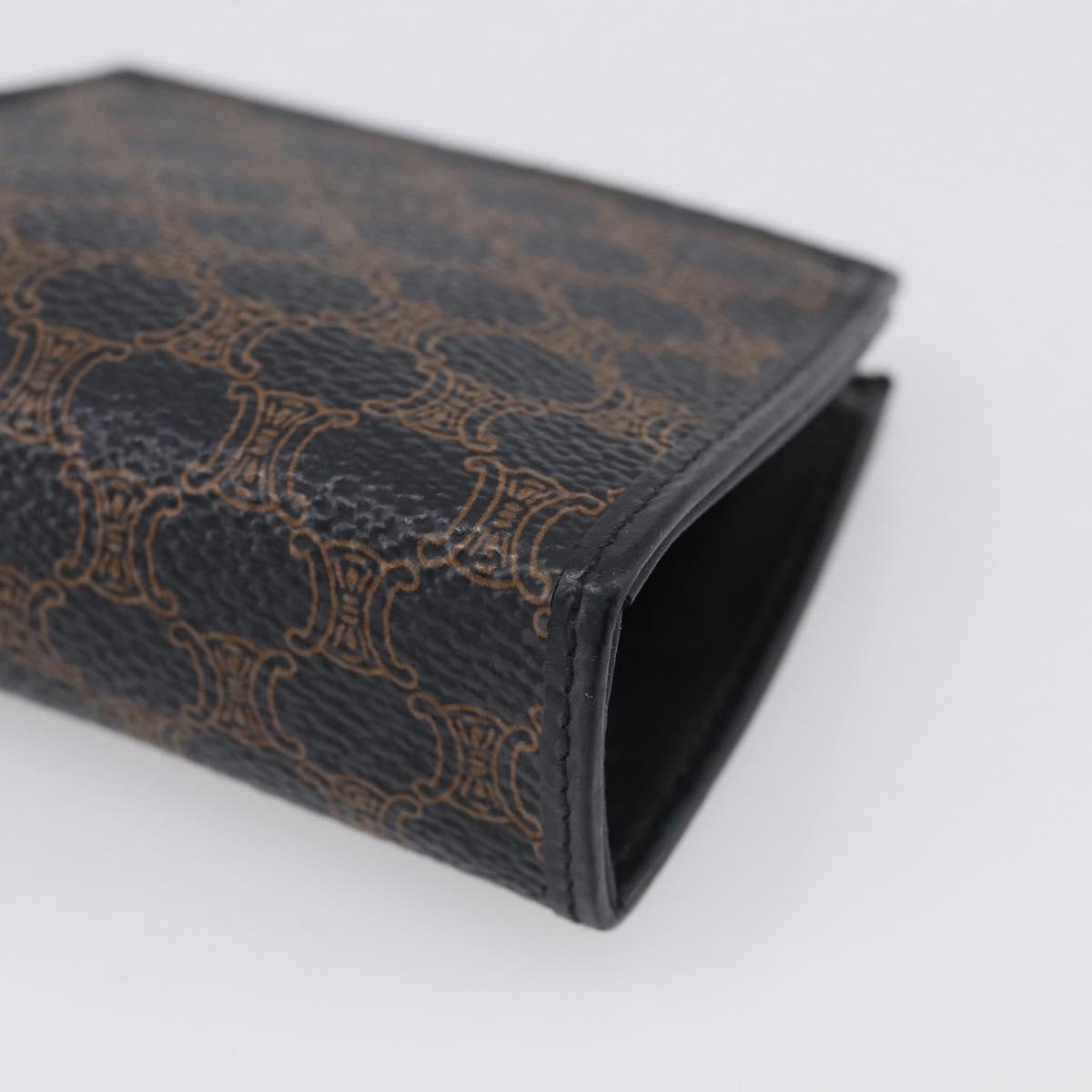 CELINE Macadam Canvas Coin Purse Black Gold Auth 211472A