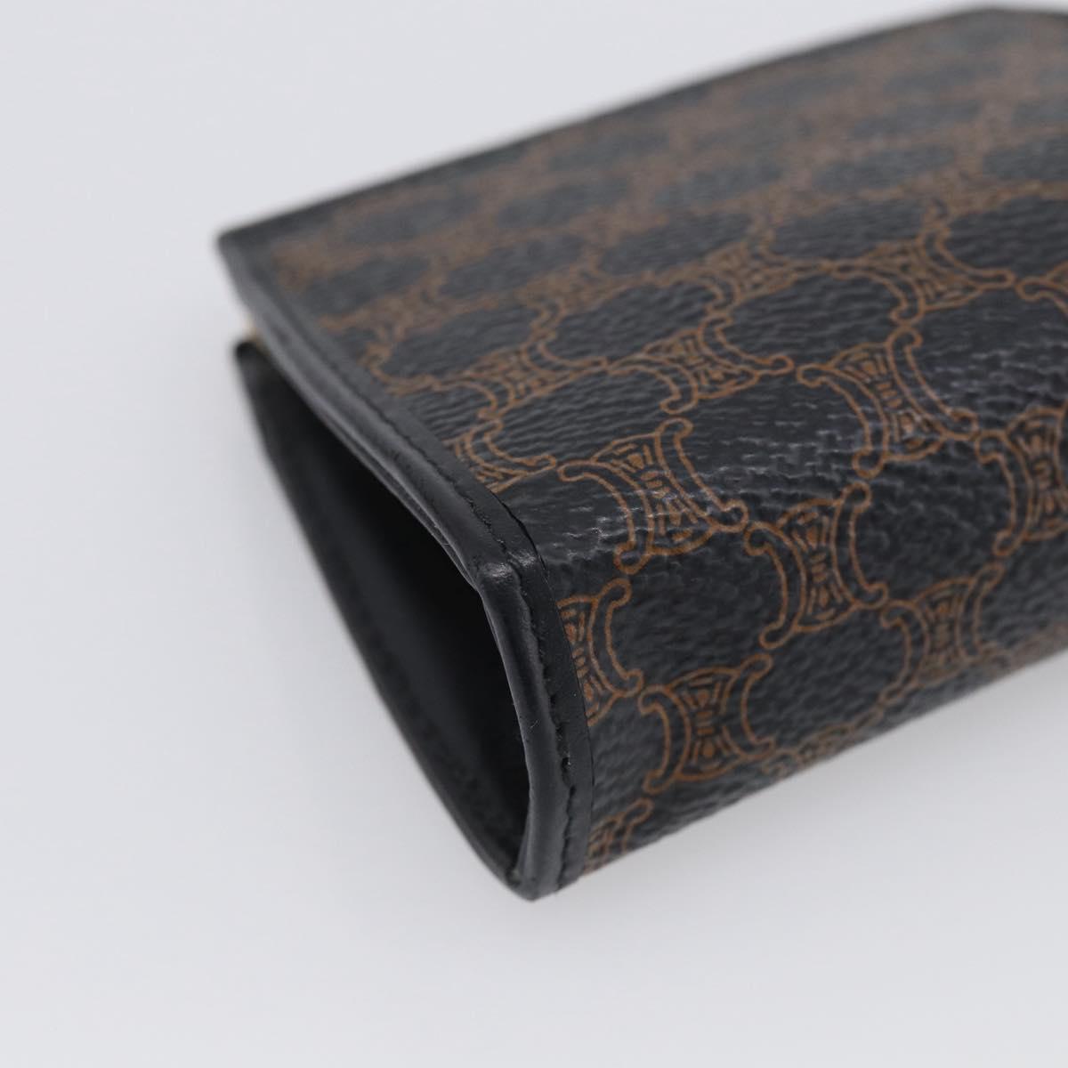 CELINE Macadam Canvas Coin Purse Black Gold Auth 211472A