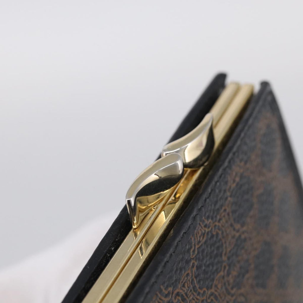 CELINE Macadam Canvas Coin Purse Black Gold Auth 211472A