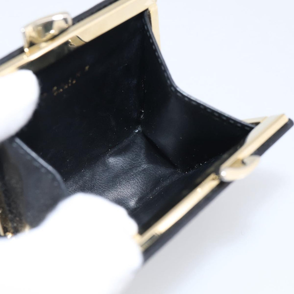 CELINE Macadam Canvas Coin Purse Black Gold Auth 211472A