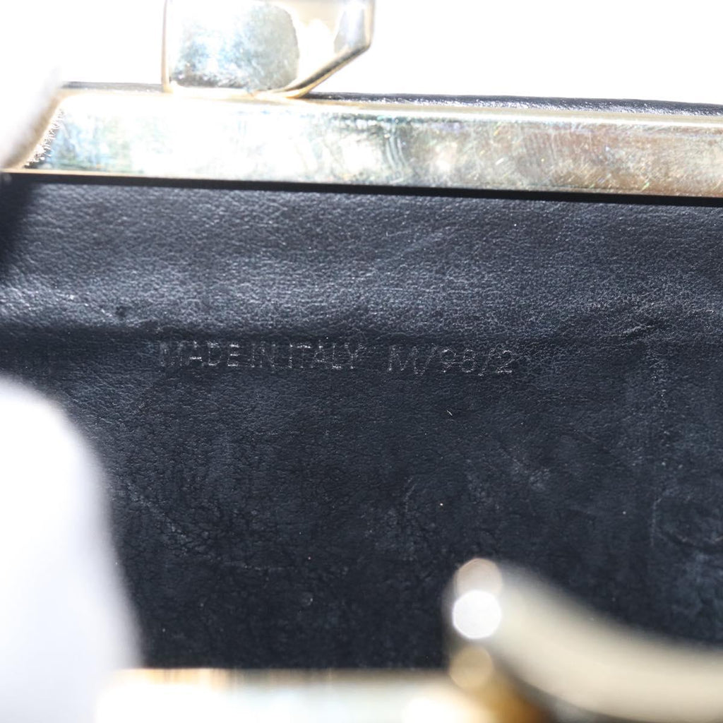 CELINE Macadam Canvas Coin Purse Black Gold Auth 211472A
