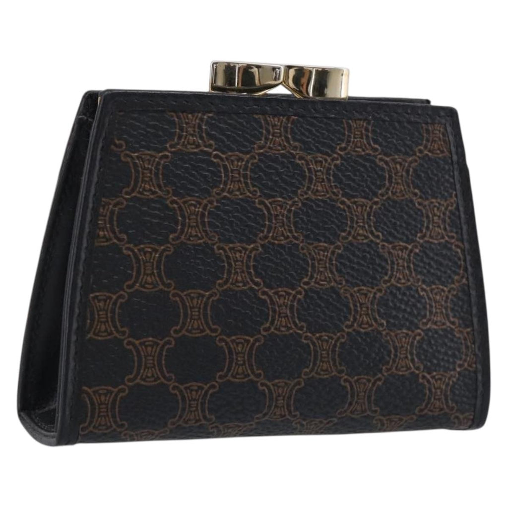 CELINE Macadam Canvas Coin Purse Black Gold Auth 211472A