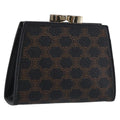 CELINE Macadam Canvas Coin Purse Black Gold Auth 211472A